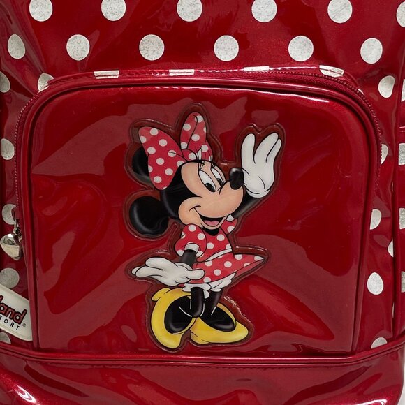 Cute Disney Minnie Mouse Shiny, Metalic Red Vinyl Kids Backpack - Picture 8 of 9